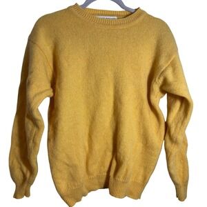 Compliments 100% Pure New Wool Yellow Long Sleeve Sweater Size M 38"- 40" Chest